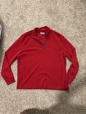 Men's Red Quarter-Zip Pullover Sweater - Unbranded